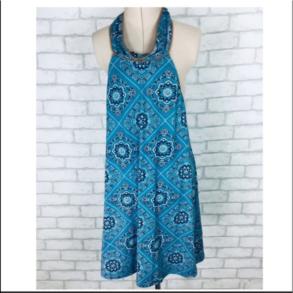 Judith March Blue White Paisley Halter Dress